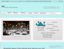 Tablet Screenshot of alwaysapartyrentals.com